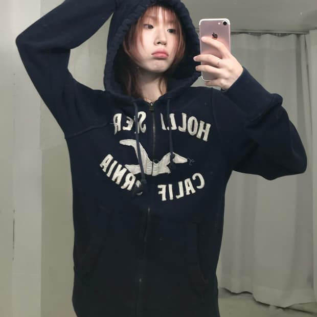 홀리스터 네이비 아방핏 후드집업