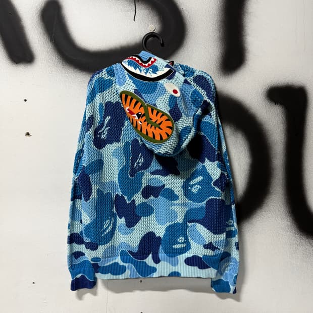 정품 베이프 ABC 청계 카모 크로셰 샤크 풀 집업 후디