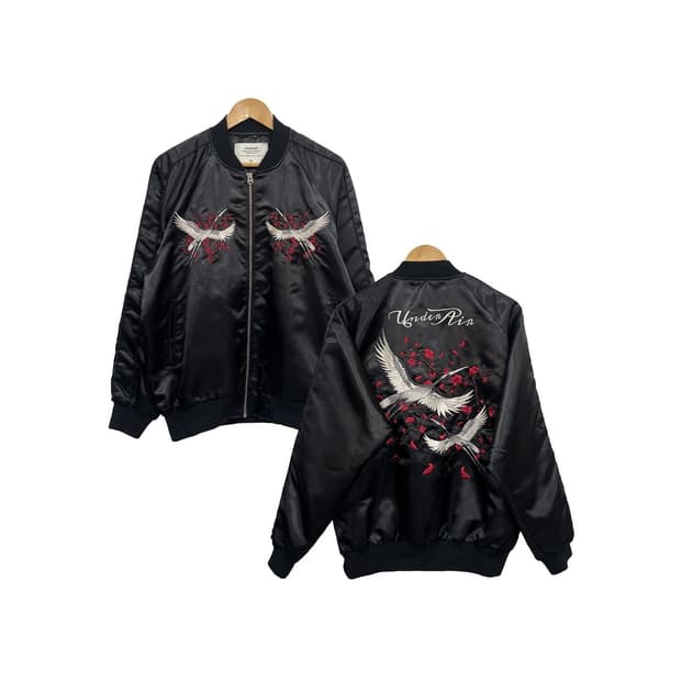 언더에어 학 자수 빈티지 스카쟌 자켓