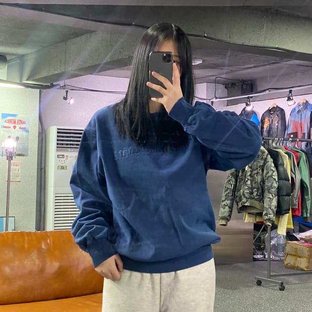 디스이즈네버댓 빅로고 네이비 맨투맨 B3858