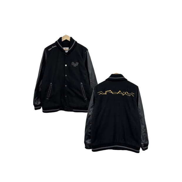 솔드아웃팩토리 안감 레오파드 퀼팅 소가죽 바시티 자켓