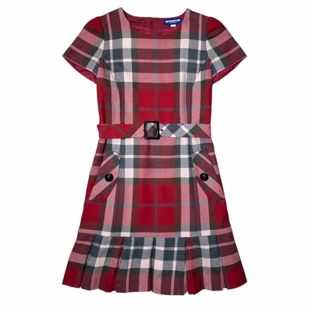 버버리 블루라벨 레드 체크 원피스 
