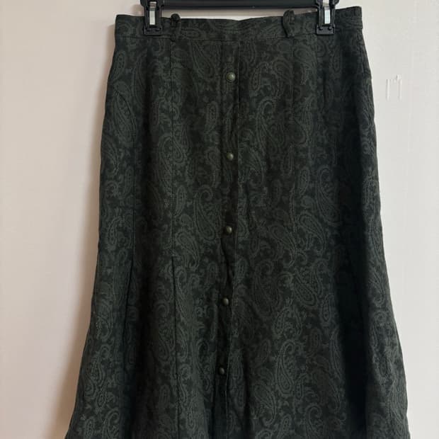 빈티지) 강추! 카키 페이즐리 롱스커트