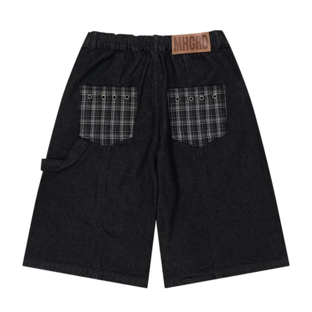 [⭐️새상품/마하그리드] 버뮤다 체크 포켓 데님쇼츠 (블랙/M사이즈)