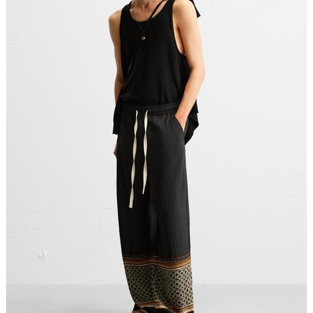 자라 컬러 블록 릴렉스핏 팬츠 s(30)