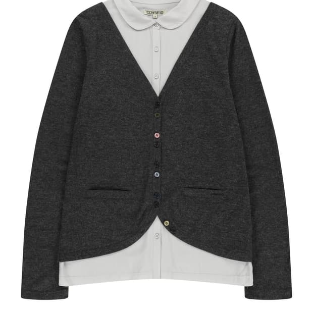 코이세이오 레이어드 셔츠 가디건 다크그레이