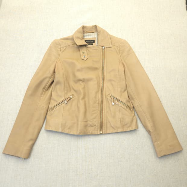마시모두띠 베이지 가죽 라이더 자켓