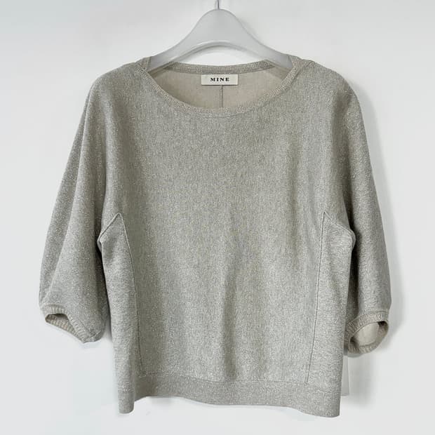 마인 MINE 볼륨 슬리브 니트 탑