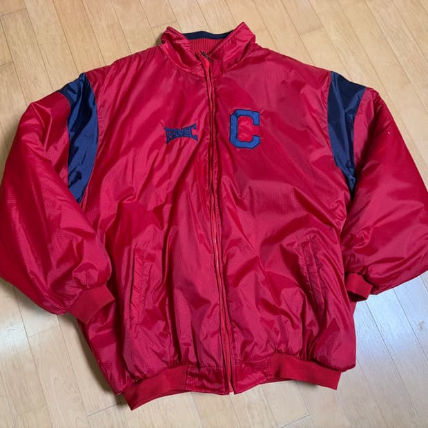 [BIVIC] 90s 올드스쿨 바시티 패딩 점퍼 레드 (3-5XL)