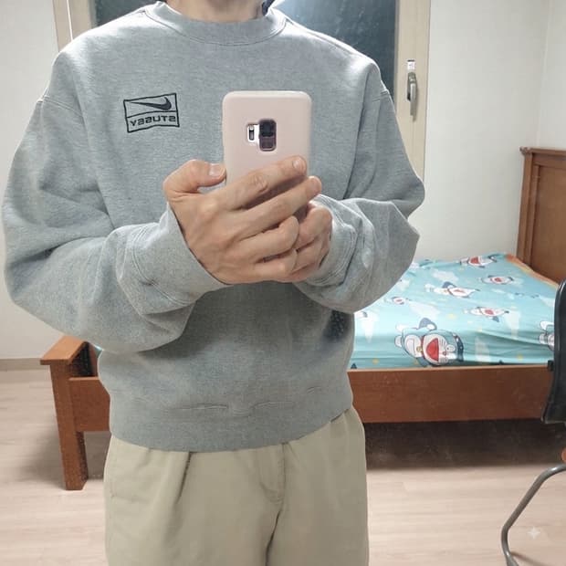 나이키 x 스투시 NRG 플리스 크루넥 다크 그레이 헤더