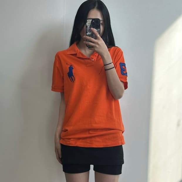 폴로 랄프로렌 빅포니 오렌지 반팔 카라 피케 티셔츠