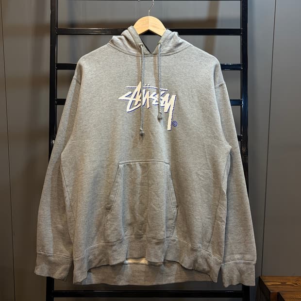 [L] 스투시 STUSSY 스톡 로고 후드티 그레이 7.5