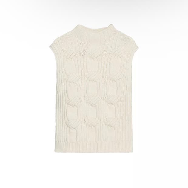 Zara 케이블 니트 베스트 아이보리