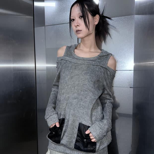 layered off shoulder hoodie