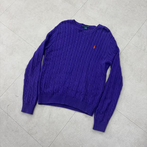 폴로 랄프로렌 케이블 퍼플 포니 니트