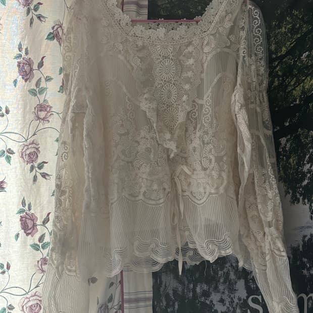 레이스 시스루 블라우스 여리핏 로맨틱 레이어드