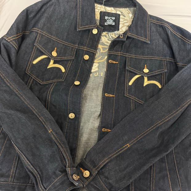 에비수 데님 자켓 자수 용자켓