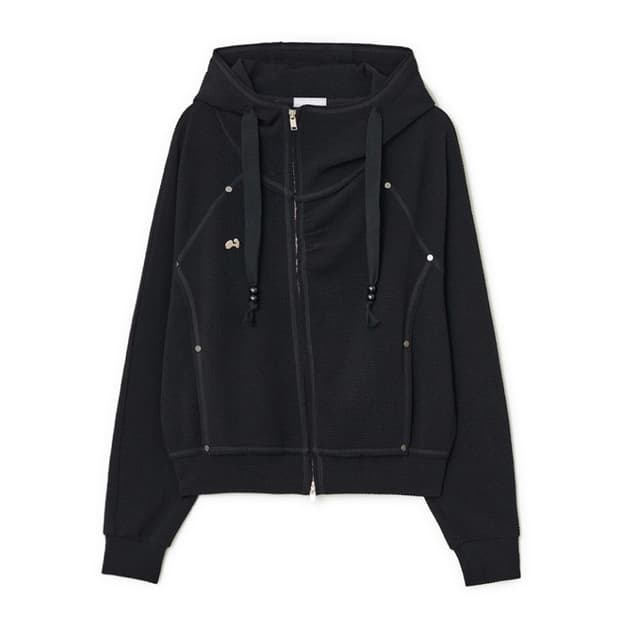 허그유어스킨 하이넥 후드집업 블랙 