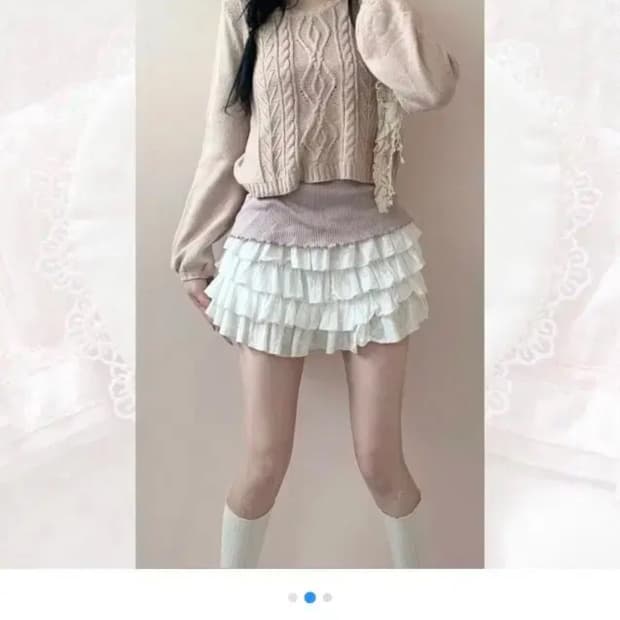 어스뮤직 뮤트 연핑크 크롭 케이블 니트 오월빈티지