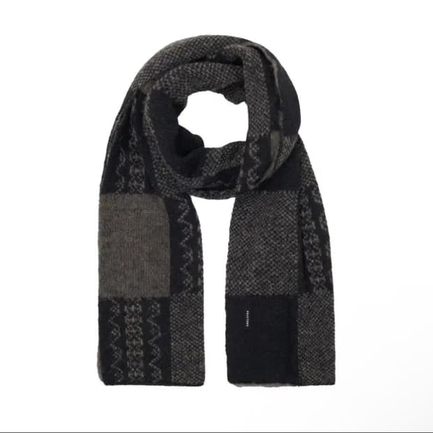 폴리테루 머플러체커보드 블랙 브라운