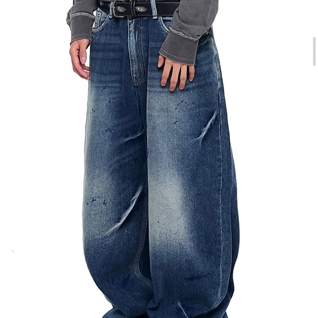 아캄 Paint Washed Denim Pants (Blue)