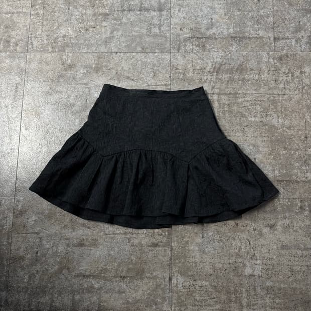 울 자수 셔링 넥 니트 엠보 로즈 패턴 스커트 2pcs SET