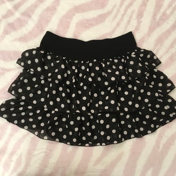 블랙도트 쉬폰 캉캉스커트 갸루 조지후쿠 물방울 땡땡이 프릴스커트