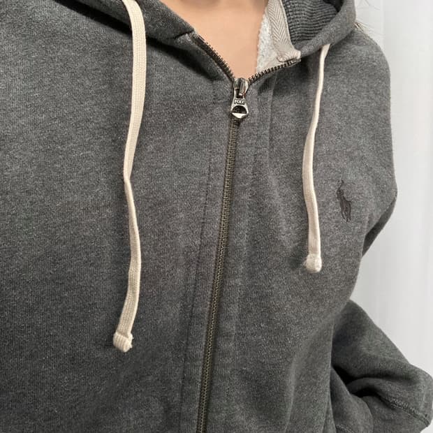 폴로 그레이 후드집업