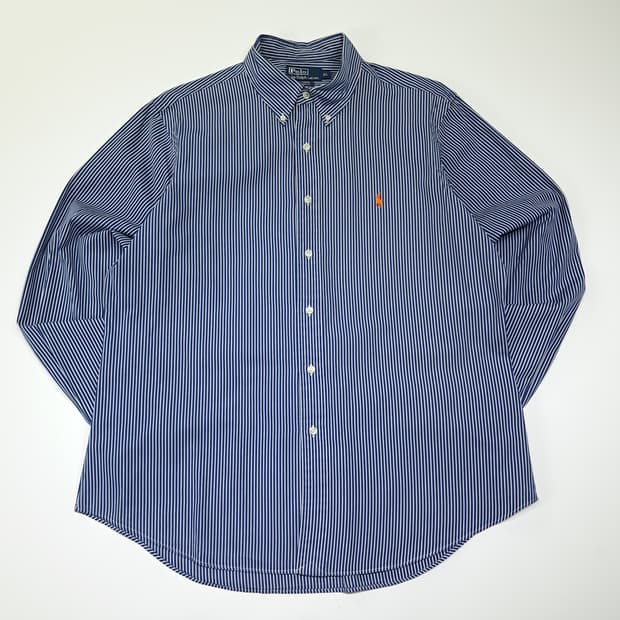 CL518 XL 폴로 커스텀핏 스트라이프 블루화이트 셔츠
