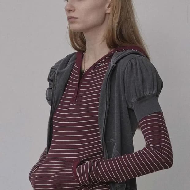 스컬프터 Stripe Hoodie Tee Burgundy (L)