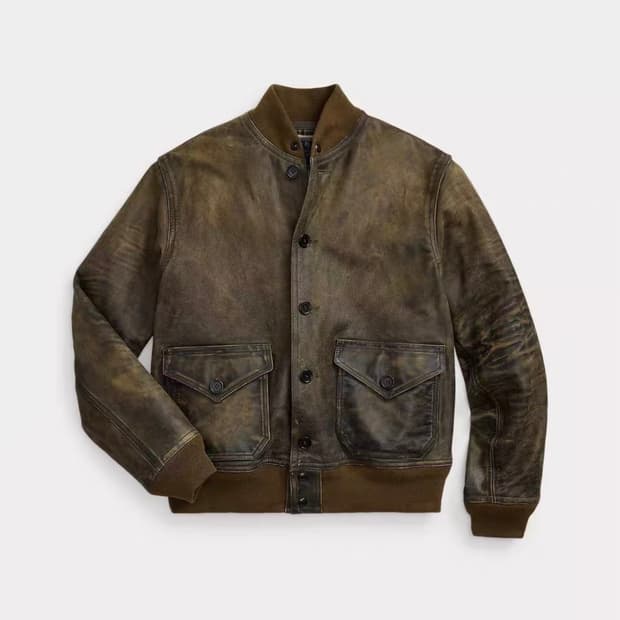 RRL 인디고 보머 레더 자켓 L