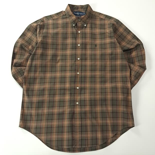 CK293 L 폴로 90s 클래식 타탄체크 올리브 셔츠 남방