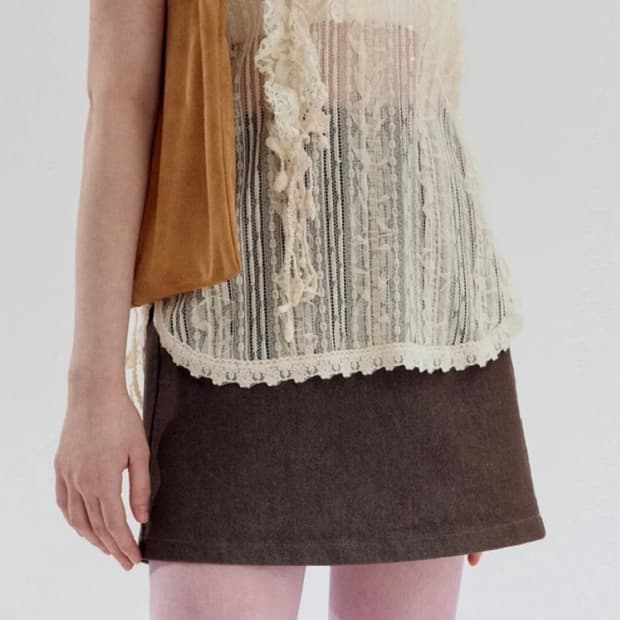 페스토 pesto 데님 스커트 소일 soil brown