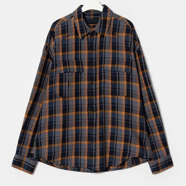 준지 울 블렌디드 체크 셔츠