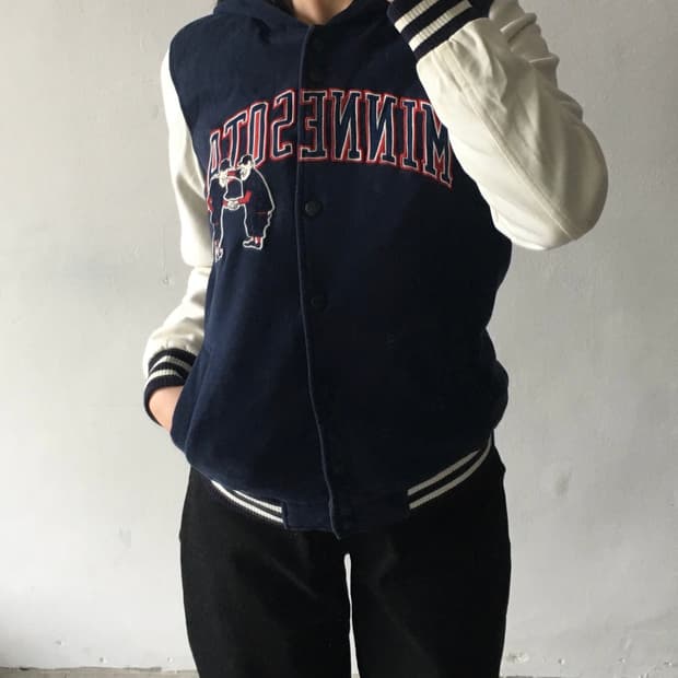 MLB 가슴로고 후드 바시티자켓