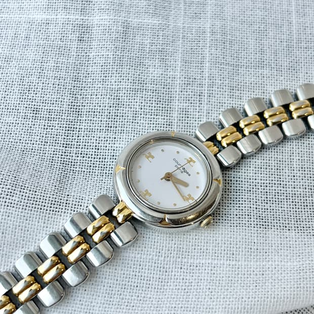 90s Courreges 꾸레쥬 로고아워 콤비 손목시계