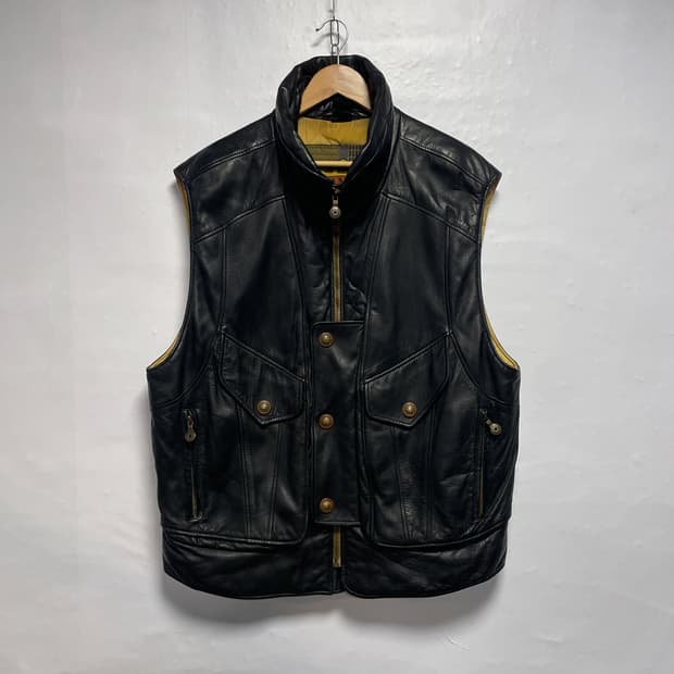 90~00s 빈티지 하이넥 바이커 레더 베스트