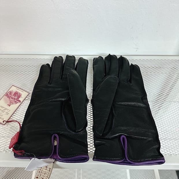 (정품/새상품) 덴츠 남성 블랙 퍼플 양가죽 울 캐시미어 장갑