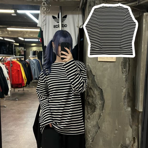 세인트제임스 길도 스트라이프 롱슬리브 블랙 화이트 #csz2220