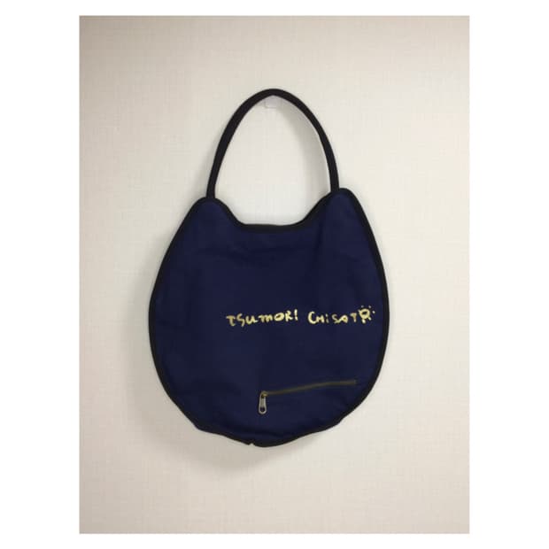 츠모리 치사토 네이비 캣 페이스 토트백 숄더백