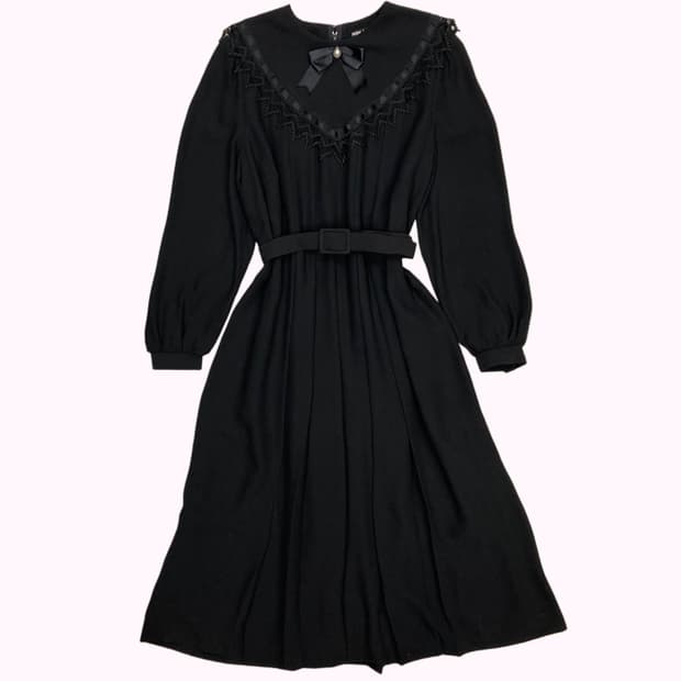 lace ribbon belted goth dress