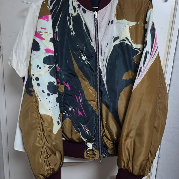 S) 드리스 반 노튼 18aw 마블링 봄버 리버시블