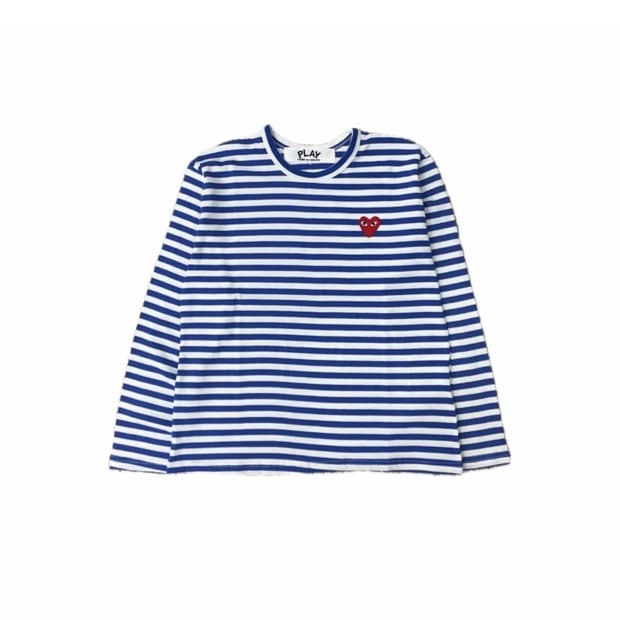 꼼데 블루 단가라 긴팔