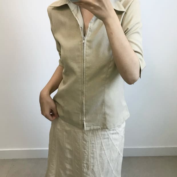 빈티지 카라 집업 자켓