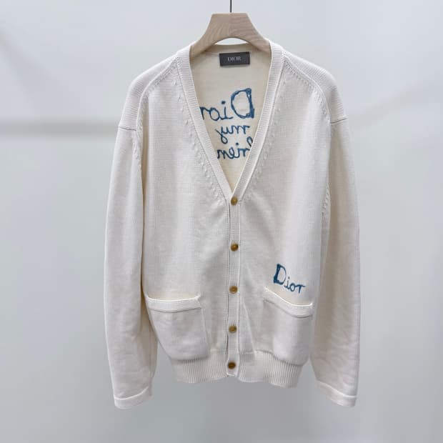 [S급/3XL] 디올 X 힐튼 넬 코튼 자수 블렌드 가디건 화이트