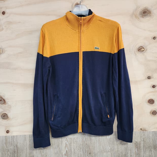 486) 라코스테 컬러블록 니트 집업 가디건
