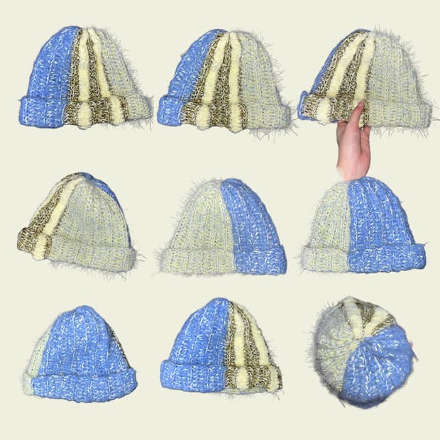 Handmade stripe point beanie