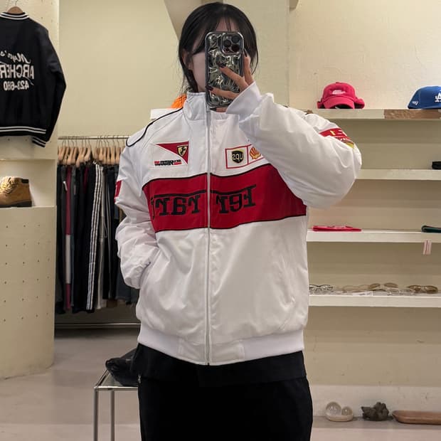 페라리 f1 빈티지 화이트 레이싱 자켓 U1521