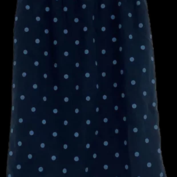 네이비 도트 프릴 미디 스커트