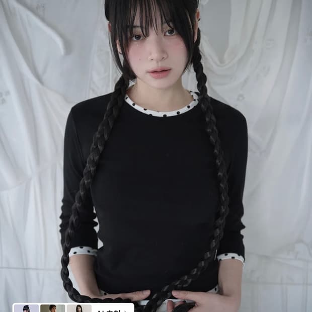 미레코 미니 도트 트림 티 블랙